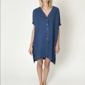 Ilana Kohn LOLA Blue Linen Dress Size Medium